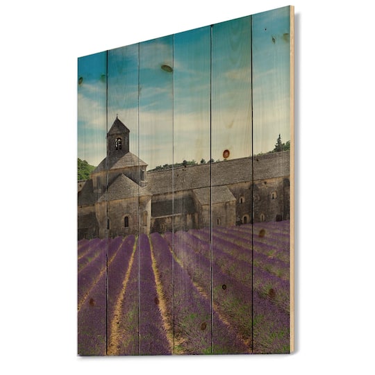 Designart - Lavender Field With Abbey In France